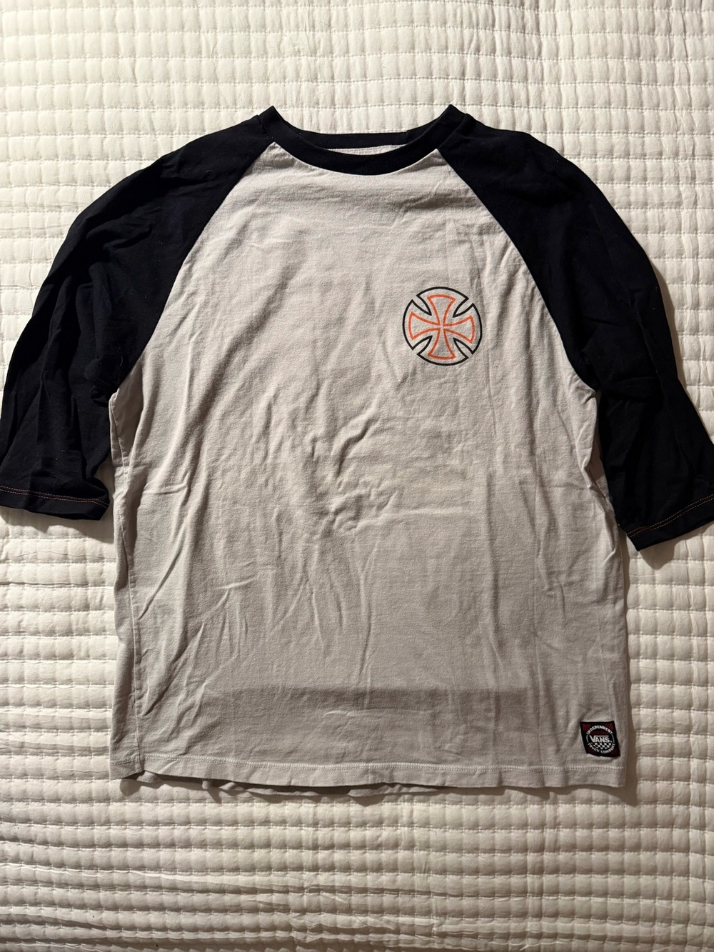 Vans Independent Truck Company Men’s Black & Grey Raglan Vintage Logo T-Shirt